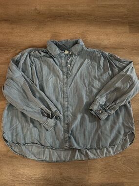 a.n.a Light Blue Denim-Style Button-Down Shirt